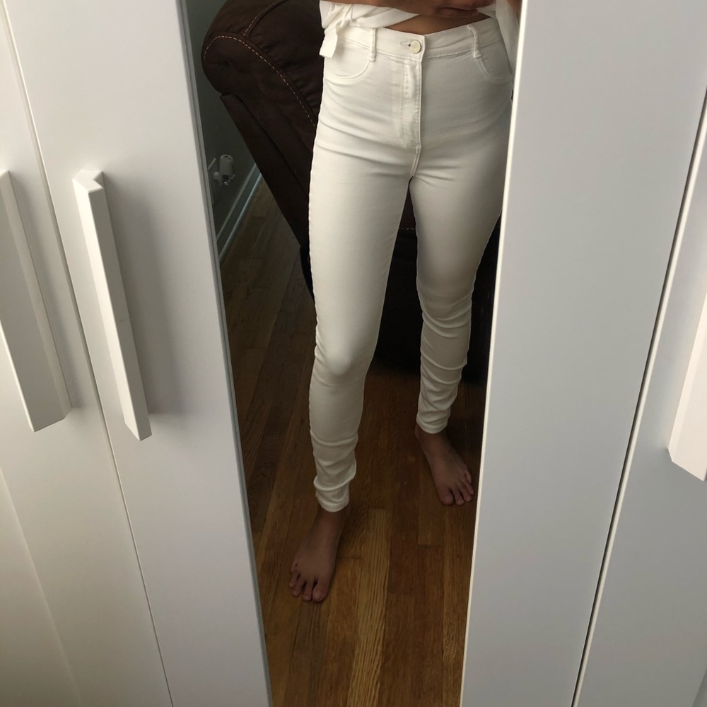 High waisted white pants